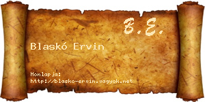 Blaskó Ervin névjegykártya